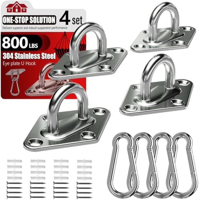 304 Stainless Steel Pad Eye Snap Hook, M6 Ceiling Hook 800Lb,8Pcs | Hanging Kit with Screws for Hammock Chair Swing, Yoga Gym Equipment, Sun Shade Sail, Plant Hangers & Marine Boat Hardware - size: 2.3 inch, style: Rhombus