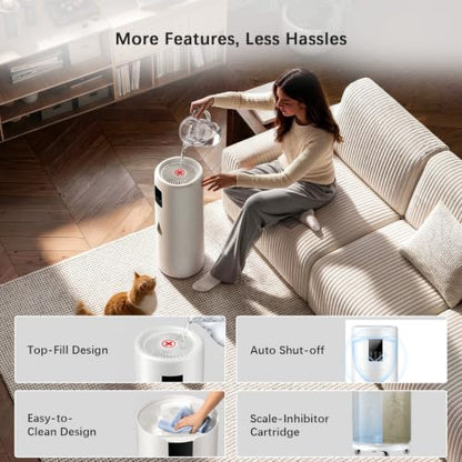 Humidifiers for Large Room Home Bedroom 2000 sq.ft. 17L/4.5Gal Large Humidifier with Extension Tube & 4 Speed Mist,Top Fill Wholehouse Humidifier with 360°Nozzle for Plant Office Commercial Greenhouse - color: White