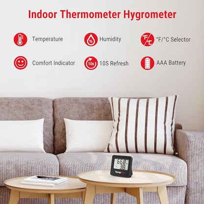 TempPro TempAir Hygrometer Indoor Thermometer for Home | Room Thermometer Humidity Meter with Accurate Temperature Humidity Sensor for Greenhouse Baby Room Office-1 Pack - size: Indoor Thermometer