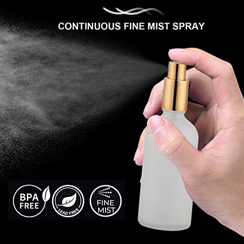 Glass Spray Bottle with Gold Sprayer, 3.4oz, 2 Pack | Perfume Atomizer, Empty, Fine Mist, Frosted - color: Gold Frosted