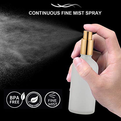 Glass Spray Bottle with Gold Sprayer, 3.4oz, 2 Pack | Perfume Atomizer, Empty, Fine Mist, Frosted - color: Gold Frosted