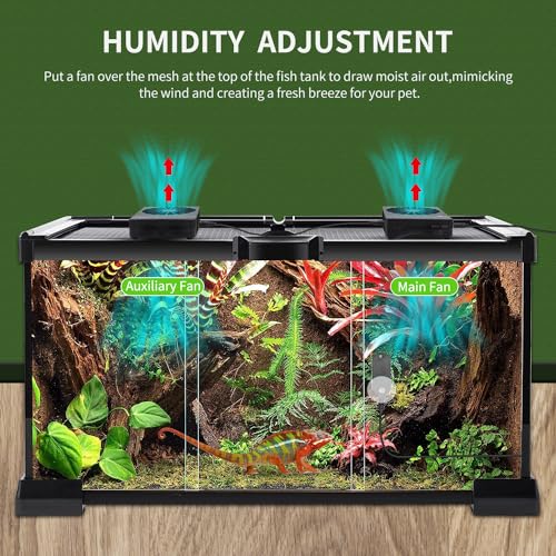Reptile Fan,Humidity Fan,Dehumidifier for Rainforest Terrarium Vivarium, Improving Air Circulation for Amphibians, Reptiles, and Snakes