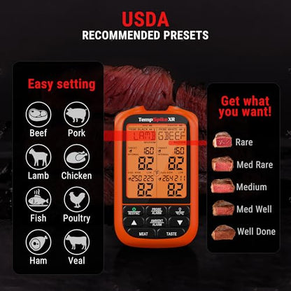 TempPro TempSpike 2000FT Wireless Meat Thermometer Digital with 2 Ultra-Thin Meat Probe, Grill Thermometer Wireless for Smoker, BBQ, Grill, Turkey Kitchent Gift for Dad Husband (Previously ThermoPro) - style: 2000ft
