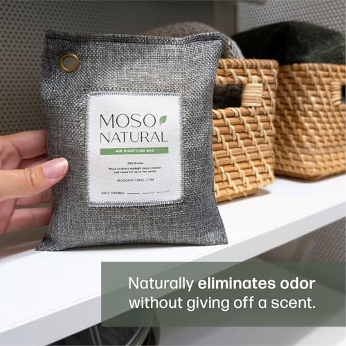 Moso Natural Air Purifying Bag 200g (3 Pack) HGTV Editor's Pick | Premium Bamboo Charcoal Odor Absorber for Home & Car | Closet Odor Eliminator & Car Air Freshener | Long Lasting Charcoal Bags - style: 200g (3 Pack)