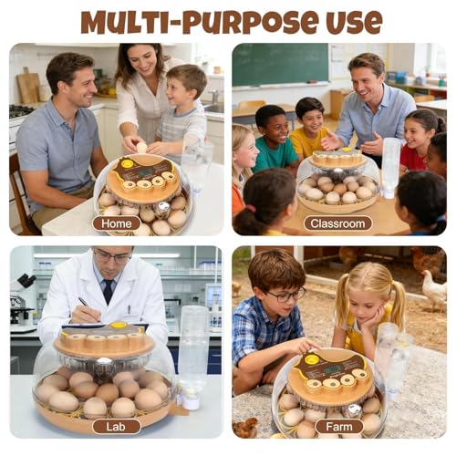 Nest III - 18 Egg Incubator for Hobbyists, Dual-Size Egg Trays, Multi-Level Adaptive Humidity & Temp Control, Custom Incubation Days, Auto Turning & Auto Stop, Integrated Digital Display, Candler - size: 18 Egg [Brown Hen]