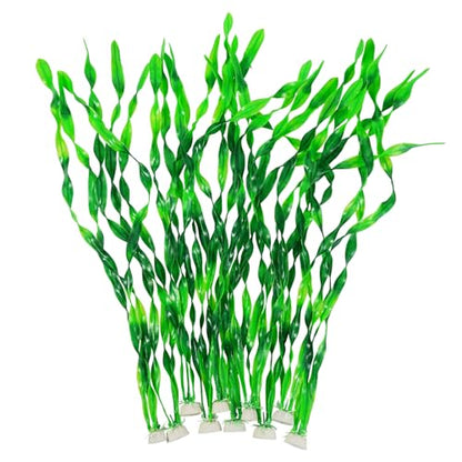 AQUANEAT Fish Tank Artificial Plants, Aquarium Plastic Seaweed Decorations, 23.5Inch Tall Fake Green Accessories, 10 Packs - size: 23.5inch