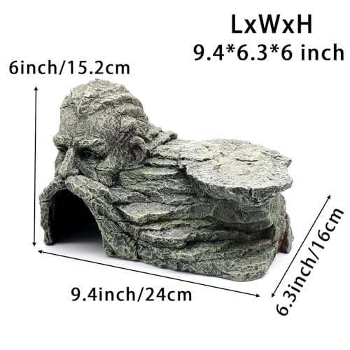 Reptile Rock Basking Platform, Gecko Hide Cave Hiding Place, Snake Cave and Hides for Reptiles, Amphibians, and Small Animals, Lizards - color: Rock
