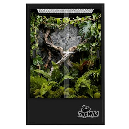 65 Gallon PVC Tall Reptile Terrarium, 24x18x36 Arboreal Enclosure | Vertical Habitat with Sliding Door & Heavy Duty Screen Top, Ideal for Crested Gecko, Chameleon, Lizards and Tropical Reptiles - size: 24”W x 18”D x 36”H