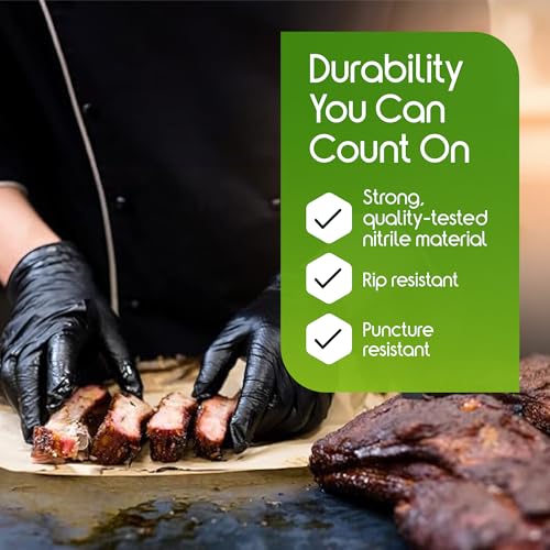 Inspire Black Nitrile Gloves HEAVY DUTY 6 Mil Nitrile Chemical Resistant Medical Cooking Cleaning Disposable Black Gloves - size: Medium, style: Black 6mil Box of 100