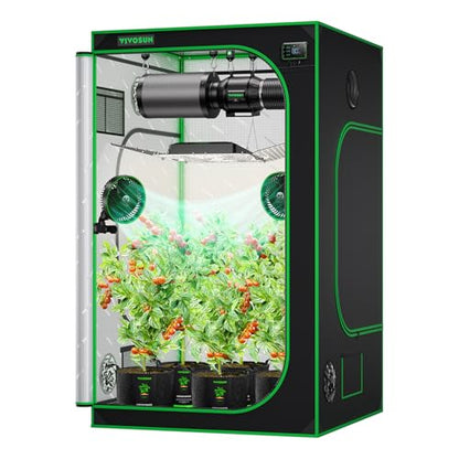VIVOSUN S448 4x4 Grow Tent 48"x48"x80" Mylar Tent for Indoor Plants | Easy View Window,Heavy-Duty Zippers,100% Reflective Mylar Interior, Robust Steel Frame,Removable Floor Tray - size: 48"x48"x80"