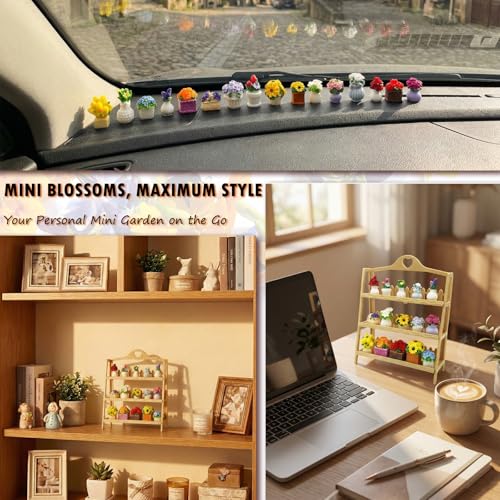 Miniature Flower Figurines 15 Pcs Mini Plants Office Desk Decoration Tiny Resin Flowers Figures Accessories Ornament Bonsai Landscape - style: Flower