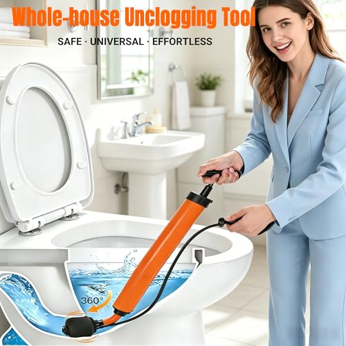 Toilet Unclogger Drain Auger Plunger for Kitchen,Sink,Bathroom,Shower,Floors Drain,No Extra Accessories, Lightweight & Easy to Use for Women & Elderly, Clog Remover Tool Fits NPS 1.5-4.5" Pipes | Kitchen, Sink, Bathroom, Shower, Floors Drain, No Extra Acc