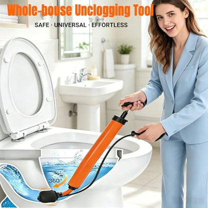 Toilet Unclogger Drain Auger Plunger for Kitchen,Sink,Bathroom,Shower,Floors Drain,No Extra Accessories, Lightweight & Easy to Use for Women & Elderly, Clog Remover Tool Fits NPS 1.5-4.5" Pipes | Kitchen, Sink, Bathroom, Shower, Floors Drain, No Extra Acc