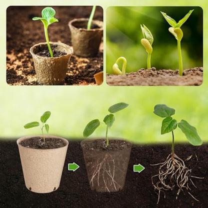 132 PCS Organic Peat Pots, 3.15 Inch Nursery Pot, Round Plant Seedling Pot | Small Seed Starting Starter Tray with Drainage Holes, Cheap Bulk Garden Germination Container with 132 Plant Labels(8 cm) - size: 3.15 Inch 132 Pcs