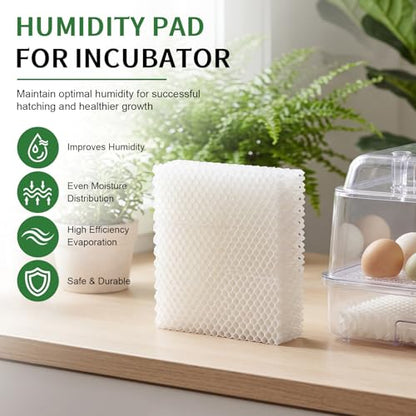 10 Pcs Incubator Humidity Pads -7.1" x 6.7" x 1.2" Incubator Parts Replacement Wick Pads for Cabinet Incubators, High Water Retention for Chicken, Duck, Quail & Reptile Eggs, White