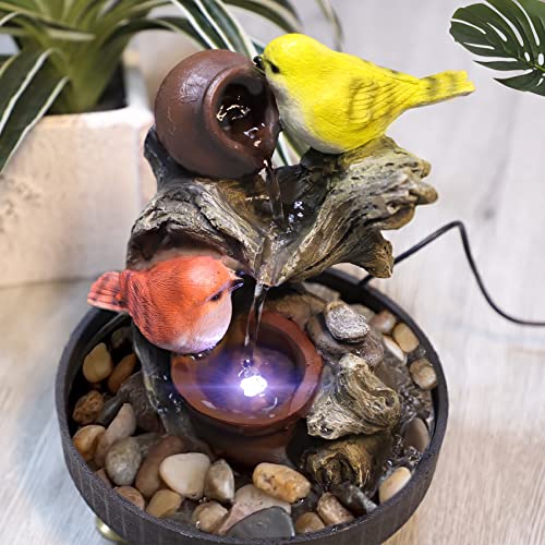Resin LED Indoor Water Fountains | Office, Home Relocation Gifts - color: Little Bird