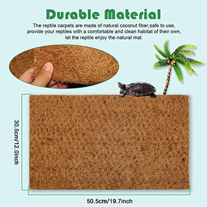 BWOGUE Reptile Carpet, 3 Pack Coconut Fiber Tortoise Carpet, Lizard Mat | Tortoise Bedding, Turtle Bedding for Habitat, 19.7 x 12 in Mats, Cut-to-Fit Terrarium Liner, Snakes, Geckos, Chameleons
