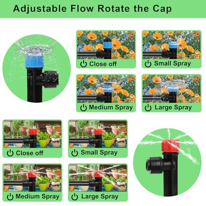 250FT Drip Irrigation System Kit, 50FT 1/2" Main Tube & 200FT 1/4" Tubing, Quick Connect Design, Brass Splitter, Adjustable Emitters & Misting Sprayers for Garden, Lawn, Raised Beds, Outdoor Plants - size: 246FT (46FT 1/2 Inch+200FT 1/4 Inch）