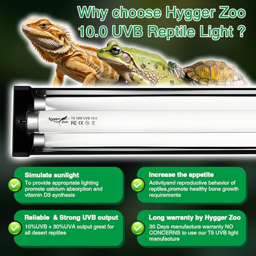 T8 UVB Reptile Light Fixture HO UVB Bulb Lighting Combo Kit 15W Reptile Light Bar Terrarium Hood 10.0 UVB Light Bulb Fluorescent Tube UVA UVB Desert Lamp for Bearded Dragon Tropical and Deserts - size: 15W-18.3IN