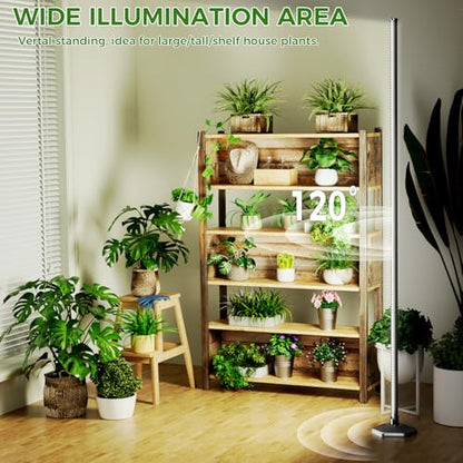 Grow Lights for Indoor Plants with Timer, 192 LEDs 42W Vertical Full Spectrum Grow Light 65 Inch Standing Grow Lights 3 Light Modes 5-Level Dimmable Wide Coverage - color: 1PC