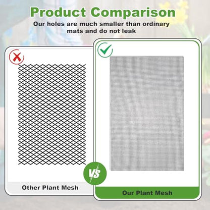 20Pcs Flower Pot Hole Mesh Pad Mesh for Plants 11.8x7.8 Inch | Drainage Meshes, Planter Meshes, Bottom Grid Mat, Plant Succulent Potting Mat, Bonsai Pots Barrier