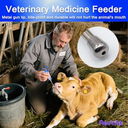 2Pcs 30ML Livestock Syringe, Reusable Adjustable Goat Drench Syringe, with 1 Drench Nozzle 10 Needles, Suitable for Medium And Large Poultry Such As Pigs, Sheep, Cattle, Horses, Etc - size: 30ML