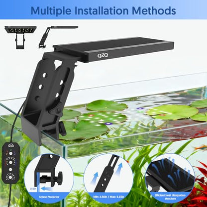 QZQ Fish Tank Light – Aquarium Light 24/7 Mode LED Aquarium Lights for Fish Tank with Adjustable Timer/Brightness, Aquarium Plant Light (12W for 7–12 Inch Tank) - size: 12W for 7-12 Inch Tank