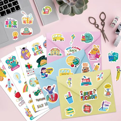 369Pcs Welcome Back to School Stickers Stickers, Self Adhesive First Day of School Sticker School Themed Stickers for Craft Supplies Classroom Rewards Party Decorations - style: Back to School