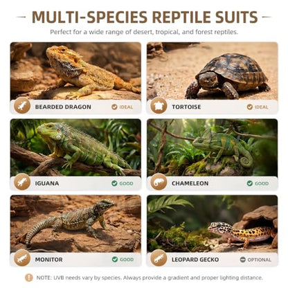 Reptile UVB Bulbs, 26W 10.0 UVA UVB Light Lamp for Terrarium, 2 Pack | Fits Bearded Dragon, Lizard, Tortoises, Iguanas, Chameleons, Snakes