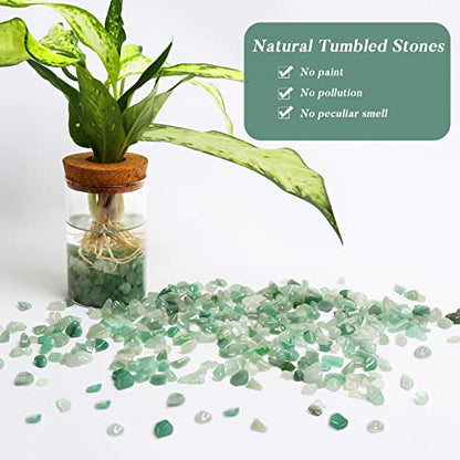 QICQDRAM Polished Gem Stones Rocks Green Aventurine Crystals Natural 1LB | Small Tumbled Stones Crystal Chips Bulk for Healing Crystals Fish Tank Gravel Vase Filler (405g/14.28oz) - color: Green Aventurine