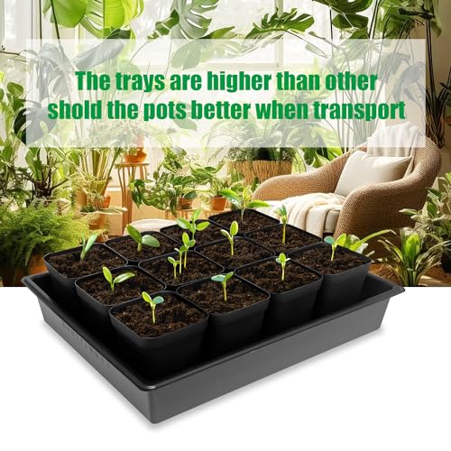 RooTrimmer 4 inch (10CM) Square Nursery Pots 60pcs, Sturdy Seedlings Trays 5 Pcs, Seeds Starter Germination Tray, Microgreening Planter Nursery Propagation 5 Sets - size: 4" Pots-60P + 16.2" x 13.2" x 2.6" Trays-5P