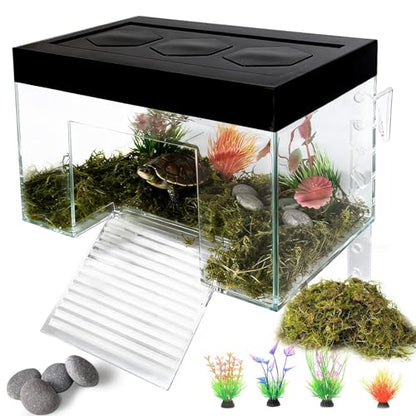Hanging Turtle Basking Platform,9.8x6.3x6.3'' Adjustable Aquatic Turtles Ramp Dock,Acrylic Topper Platform Tank Accessories for Baby Turtles,Red Eared Slider,Semi Aquatic Baby Terrapin(Medium) - size: M:9.8x6.3x6.3''