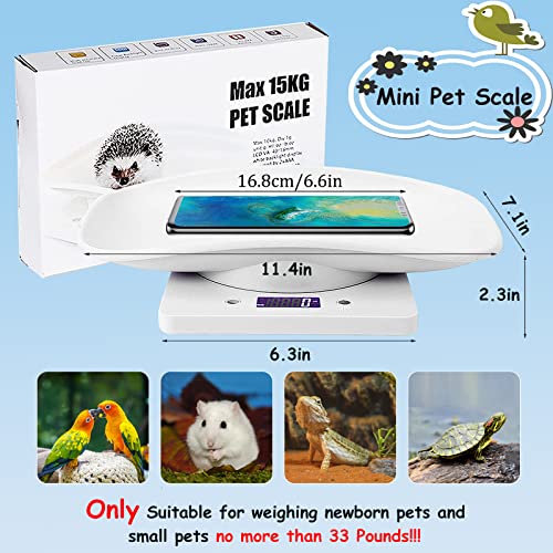 Digital Pet Scale, LCD Electronic Weighing Scale with Tray, Max. 33 lbs | Portable Small Animal Weight Scale, Multifunction Kitchen Scale for Food/Lizard/Puppy/Kitten/Hamster/Whelping