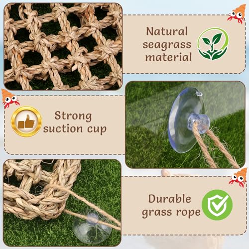 Hermit Crab Climbing Toys,Lizard Seagrass Mat,Hermit Crab Hammock with Suction Cups,Hermit Crab Supplies Decor Habitat,Small Reptile Tank Accessories for Guinea Pigs Hamsters Geckos (Triangle) - size: Triangle