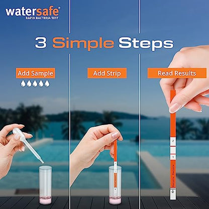 Pool and Spa Rapid Bacteria Test by Watersafe, Test Strips to Detect Down to 1 Bacteria/μL in 15 Minutes, Including E. coli and Salmonella, Single Test