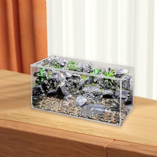 Reptile Terrarium Breeding Box Ventilated Container Enclosure for Lizards Terrapin Crayfish Snake- 20.3cmx10.2cmx10.2cm