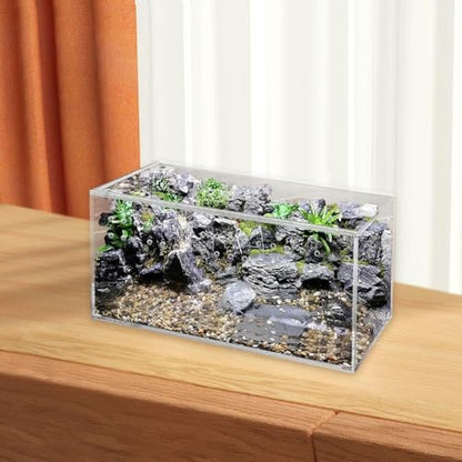Reptile Terrarium Breeding Box Ventilated Container Enclosure for Lizards Terrapin Crayfish Snake- 20.3cmx10.2cmx10.2cm