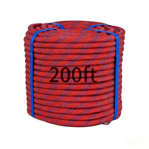 200Ft 1/2 Inch Heavy Duty Climbing Rope,Arborist Rope for Tree Pulling (Red) - size: 200ft-Red