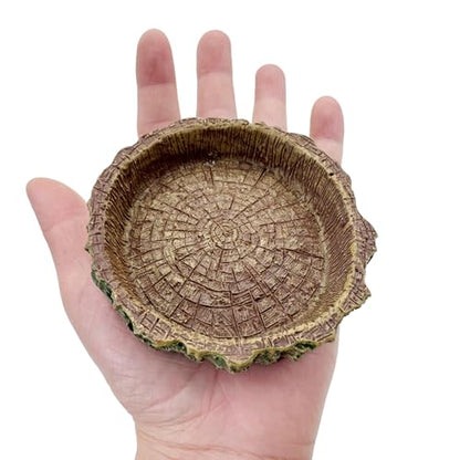 2 Pack Reptile Food Bowls, Reptile Feeding Terrarium Bowls for Bearded Dragon Lizard Frog Gecko Tortoise Hermit Crab Snail (Brown A) - color: Brown - 2 Pack M Round Bowls