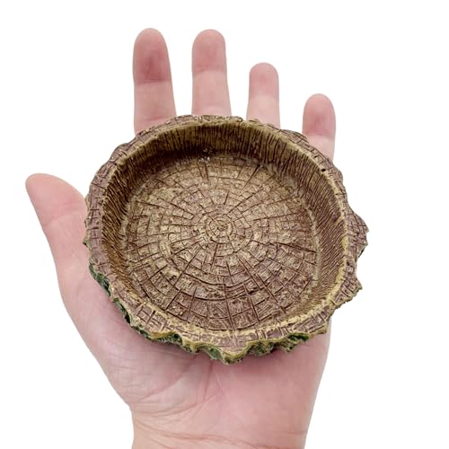2 Pack Small Reptile Food Bowls, Reptile Feeding Terrarium Bowls for Bearded Dragon Lizard Frog Gecko Tortoise Hermit Crab Snail (Brown B) - color: Brown - 2 Pack S+M Bowls