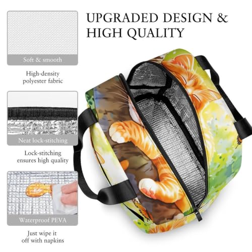 Sleepy Cat Lunch Bag for Women Men | Insulated Lunch Box Leakproof Food Meal Containers Reusable Foldable 6L Capacity Lunch Tote Bags for Work Picnic Travel - color: style-7