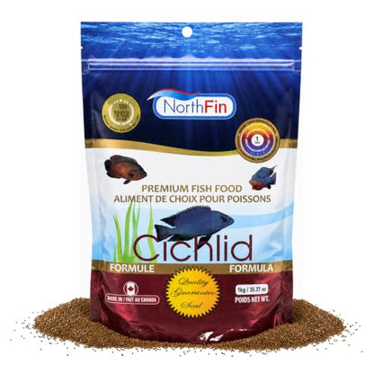 Northfin Cichlid Fish Food, Slow-Sinking Pellets, 1mm, 1kg | Cichlid Formula; slow-sinking pellets for carnivorous & omnivorous cichlids; whole Antarctic krill meal; crafted in Canada - size: Net Wt: 1 Kg, style: 1mm