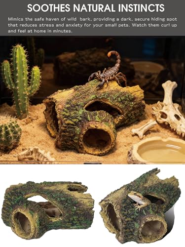 Aquarium Hollow Wood Fish Tank Decorations Reptiles Hideouts | Fake Logs Terrarium Décor, Cave and Shelter , Aquarium Hideout for Betta Fish,Shrimp and Turtle,for 20 Gallon Tank
