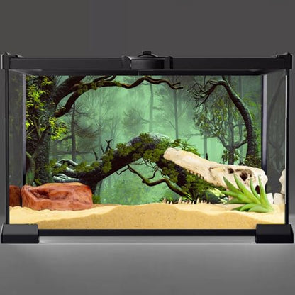 AWERT 36x20 inches Foggy Forest Terrarium Background Stone Green Tree Tropical Reptile Habitat Background Rainforest Aquarium Background Durable Polyester Background - size: 36x20in/90x50cm