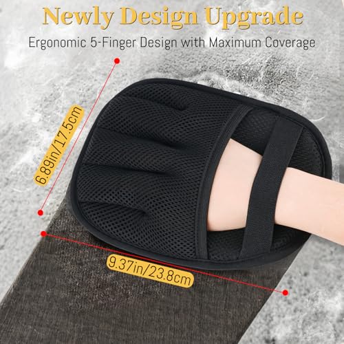Pet Hair Removal Glove for Cats & Dogs, Upgrade 5-Finger Magic Brush Pet Hair Remover Tool, Electrostatic Reusable Grooming Mitt for Laundry, Couch, Carpet & Car Seat