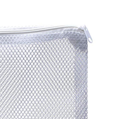 Aquarium Mesh Bags Large Filter Media Bags, 17.8" by 13.5", 4pcs | Plastic Zipper, White Net Bags, For Bio Balls & Ammonia Remover