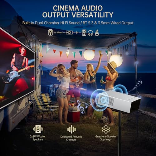 XIDU 1080P HD Portable Projector, Silver Metal Home Theater Projector | Ideal for bedroom, living room, compatible with HDMI USB, mobile phones and laptops