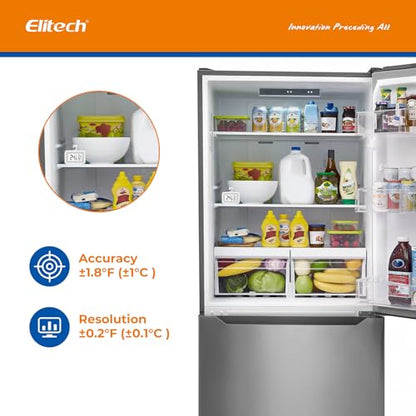 Elitech Fridge Thermometer Digital Freeze Refrigerator Thermometer Waterproof Large LCD Display Max/Min Record Function TM-2T - size: Thermometer