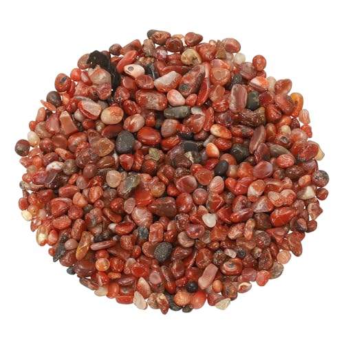 Crystal Chips Stone, 0.44 Lb Fluorite Gravel Rocks (Red Agate, 5-7 Mm) - color: Red, size: 5 - 7 mm