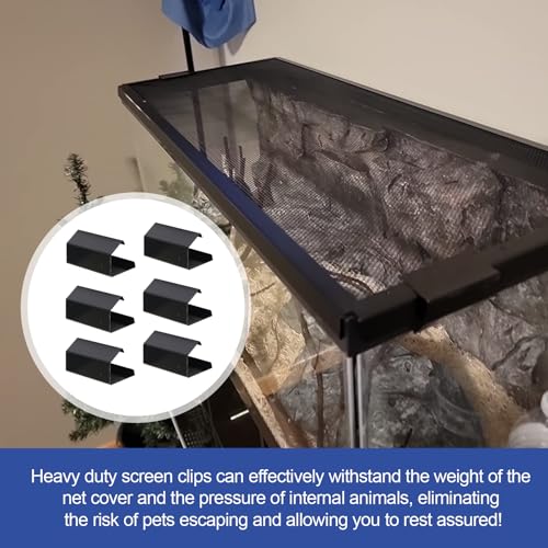 Reptile Screen Tank Clips,Terrarium Covers Heavy Duty Screen Clip for 5-29G | Reptile Aquarium Lid Clip, Screen Tank Metal Clip Escape for an Array of Reptiles from Terrarium, 6PCS